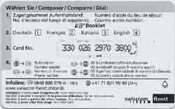 Carte Swisscom SC16 - dos