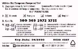 Carte Swisscom SC1 - dos